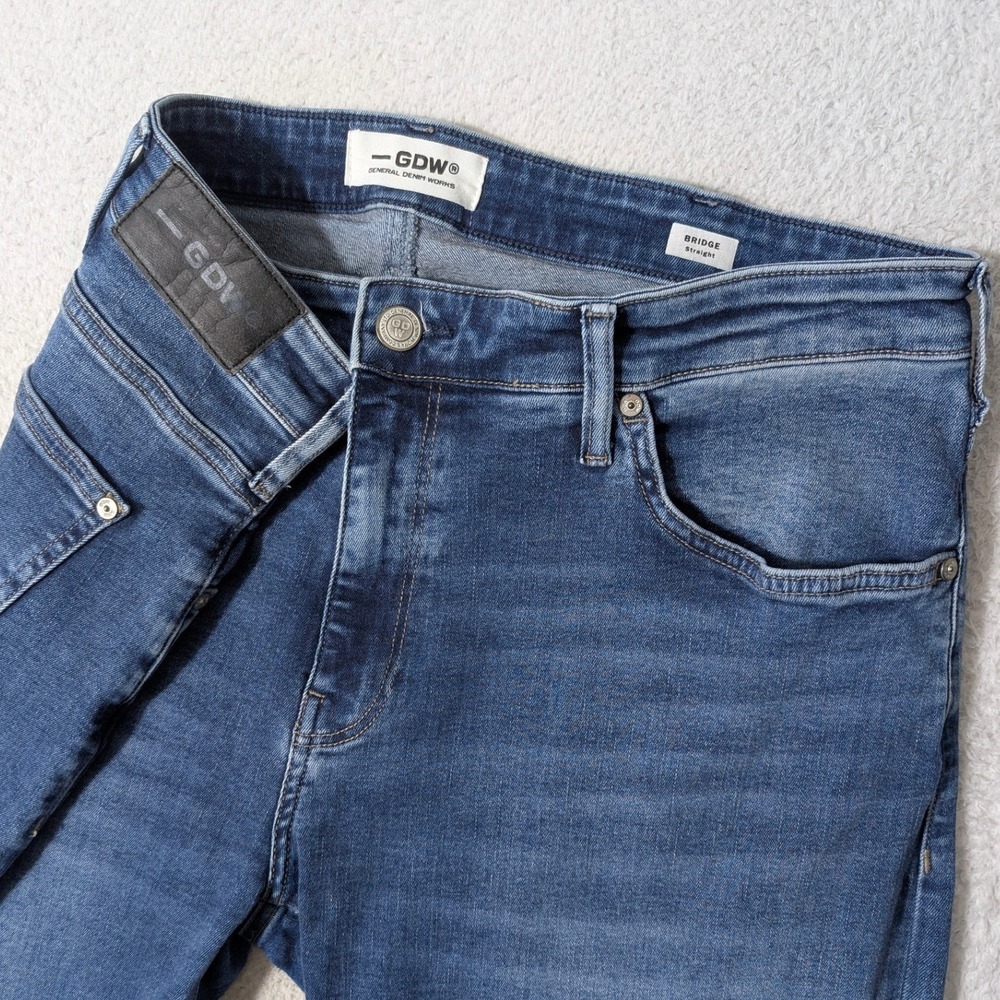 GDW Bridge Straight Jeans Mens 38/32 Blue Stretch Medium Wash Denim